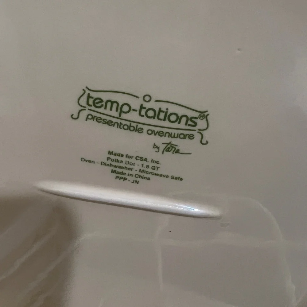 Rare 3 Set Polka Dots Temp-tations Casserole Ovenware Dishes & Rack‎